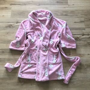 La SENZA Pink Robe with Holiday Reindeer Print